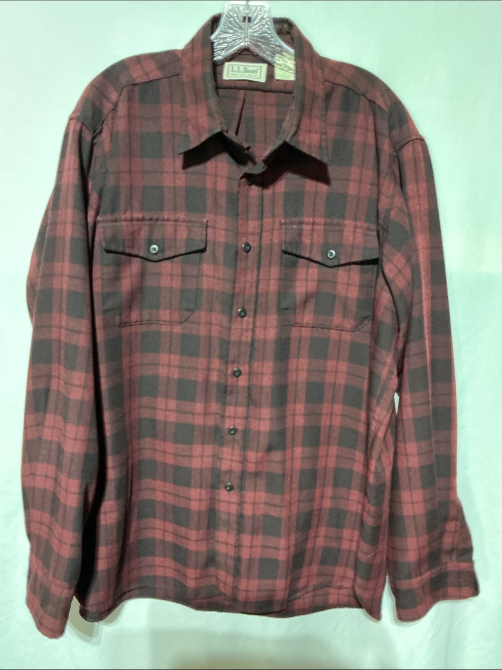 L L Bean Men’s Red Plaid Long Sleeve Button Shirt Sz XL
